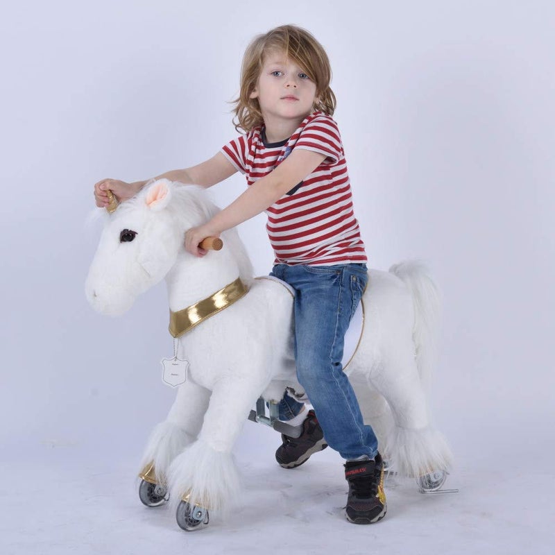 Ufree Horse Best Birthday Gift for GirlsAction Unicorn Toy Rocking Horse with Wheels Giddy up Ride on for Kids Aged 3 to 6 Years Old Amazing Birthday SurpriseUnicorn with Golden Horn - Image 3