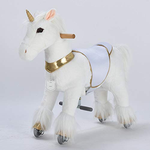 Ufree Horse Best Birthday Gift for GirlsAction Unicorn Toy Rocking Horse with Wheels Giddy up Ride on for Kids Aged 3 to 6 Years Old Amazing Birthday SurpriseUnicorn with Golden Horn - Image 5