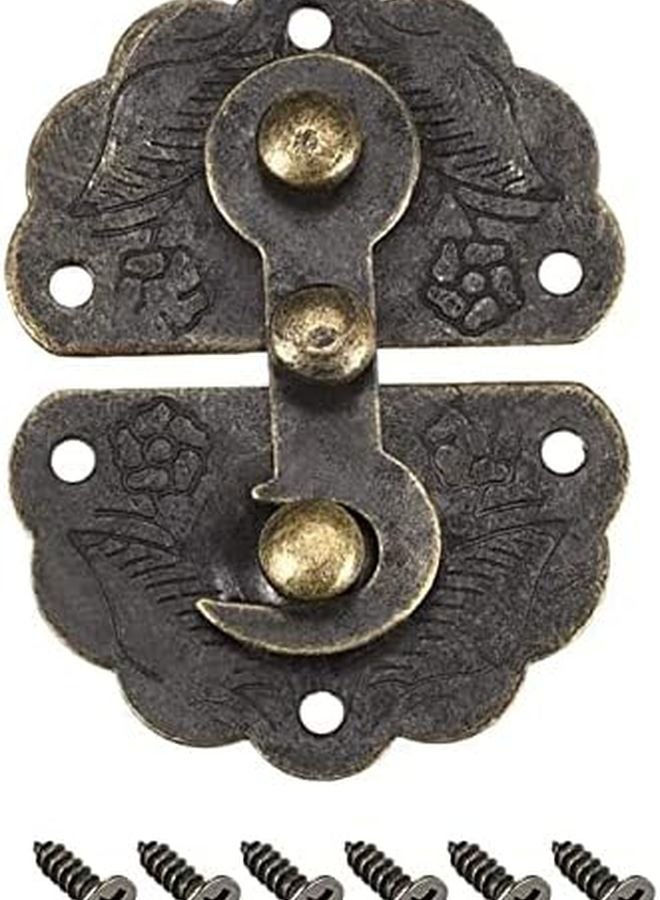 Antique Bronze Tone Wooden Case Hasp Clasps Hook 45 x 34 mm Pack of 6 - Image 1