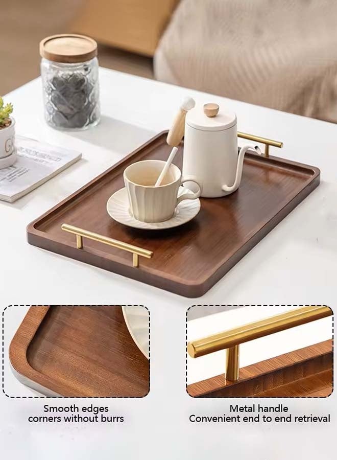YIM-VIBEHAUS Coffee Serving Tray with Gold Handles, Serving Plate Food Tray for Breakfast, Coffee, Dinner & Bar, Dessert Plate Decorative Tray for Kitchen, Bedroom (36 x 25 x 2 cm) - Image 2