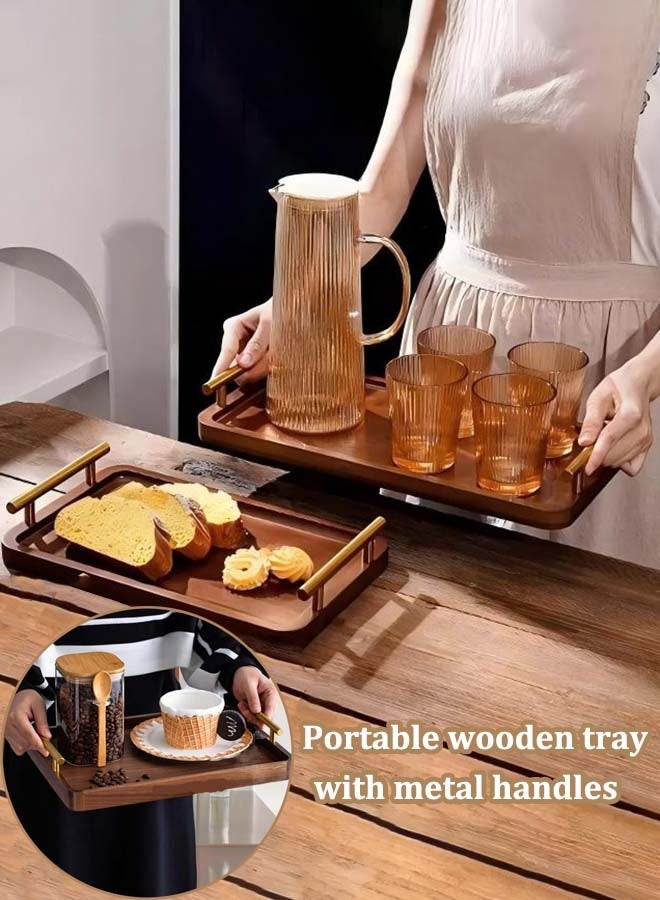 YIM-VIBEHAUS Coffee Serving Tray with Gold Handles, Serving Plate Food Tray for Breakfast, Coffee, Dinner & Bar, Dessert Plate Decorative Tray for Kitchen, Bedroom (36 x 25 x 2 cm) - Image 3