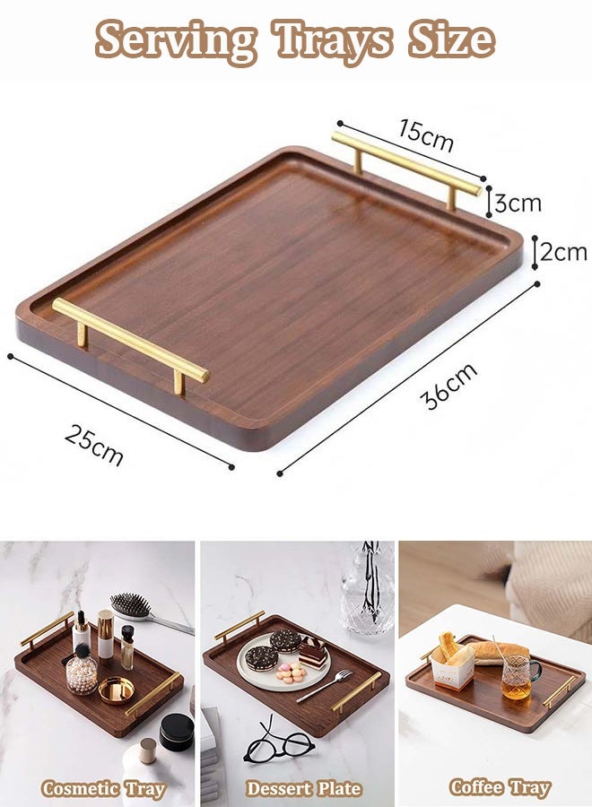 YIM-VIBEHAUS Coffee Serving Tray with Gold Handles, Serving Plate Food Tray for Breakfast, Coffee, Dinner & Bar, Dessert Plate Decorative Tray for Kitchen, Bedroom (36 x 25 x 2 cm) - Image 4