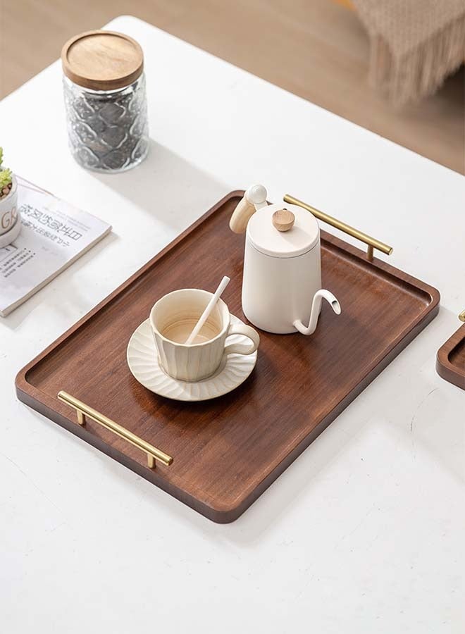 YIM-VIBEHAUS Coffee Serving Tray with Gold Handles, Serving Plate Food Tray for Breakfast, Coffee, Dinner & Bar, Dessert Plate Decorative Tray for Kitchen, Bedroom (36 x 25 x 2 cm) - Image 1