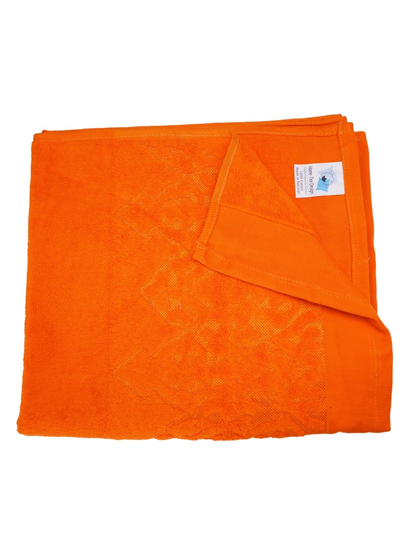 Home-Tex Design 4 Piece Hometex Design Orange Jacquard Style Highly Absorbent Bath Towels 550 GSM 70x140 cm - Image 3
