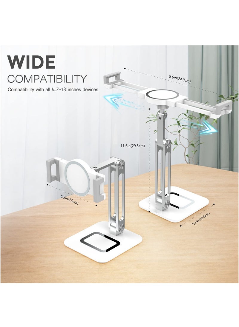 Tablet Stand, Adjustable Tablet Dock, 360 Degree Rotating Desktop Mount Dock Compatible with iPad Pro 9.7, 10.5, 12.9, Air, Mini 2 3 4, for Kindle, for Galaxy Tab, for E-Reader (4-13"), Silver