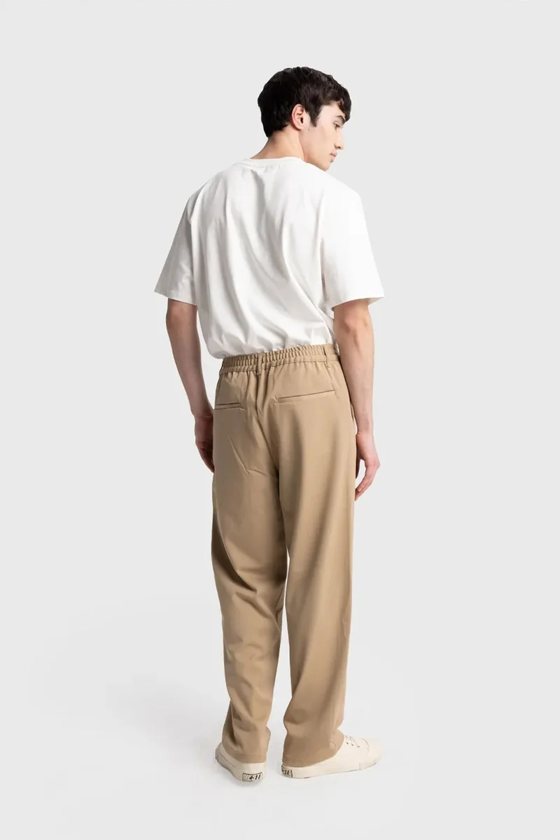 Giesto Tan Natural GIESTO Pleated Straight Leg Pants for Men | Best Price UAE