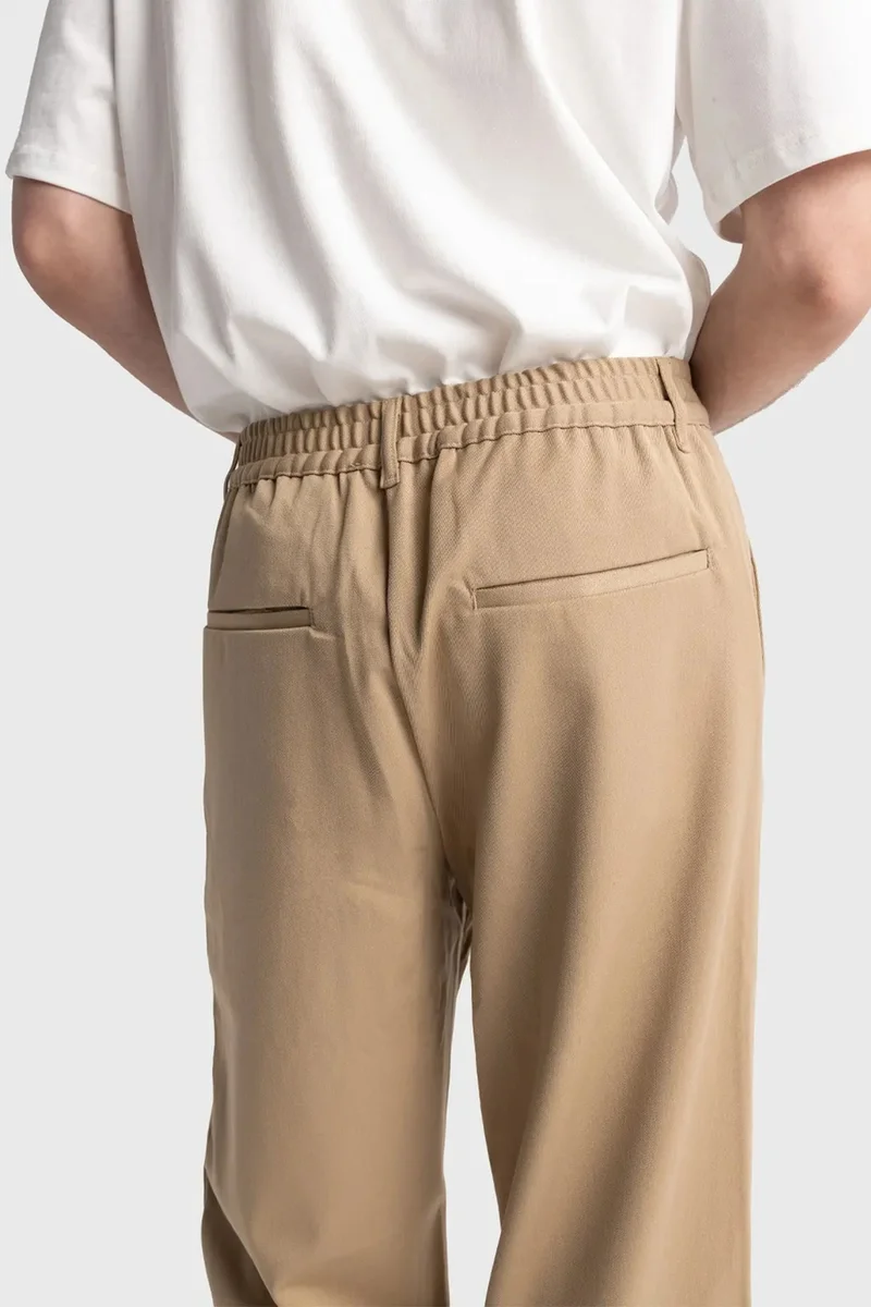 Giesto Tan Natural GIESTO Pleated Straight Leg Pants for Men | Best Price UAE