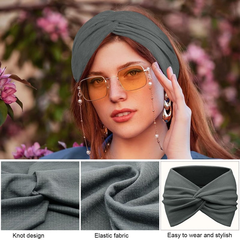 M'AYCREATE MAYCREATE® 3pcs Wide Hair Band for Women, Headband for Women Girls, Stretchy Hair Bands for Women, Twisted Knots Hair Wrap, Soft Dacron Turban Head Bands for Face Clean, Makeup, Yoga, Workout - Image 3