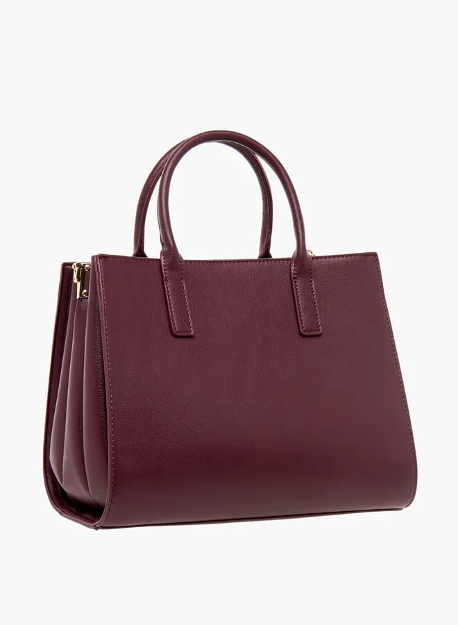 Flora Bella By Shoexpress Women Textured Tote Bag with Zip Closure and Detachable Strap