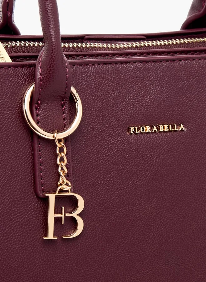 Flora Bella By Shoexpress Women Textured Tote Bag with Zip Closure and Detachable Strap