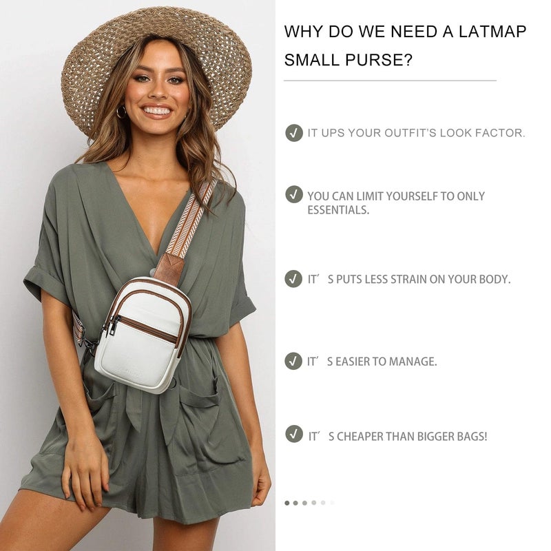 LATMAP 3L SMALL Sling Bag Fanny Packs For Women Men Mini Crossbody Chest Belt Travel Bag Purse Handbag Faux Leather Fashion Cute Beige - Image 3