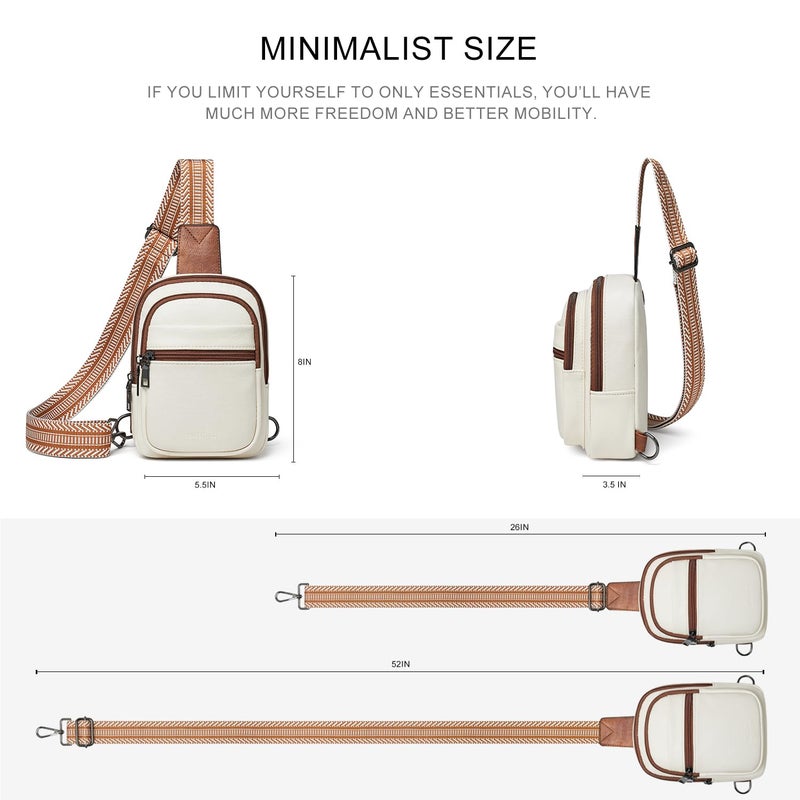 LATMAP 3L SMALL Sling Bag Fanny Packs For Women Men Mini Crossbody Chest Belt Travel Bag Purse Handbag Faux Leather Fashion Cute Beige - Image 4