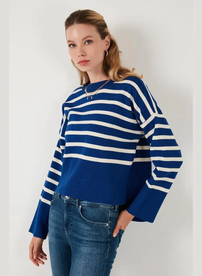Lela Lela Relaxed Fit Striped Short Front Long Back Sweater Women's SWEATER 4616174
