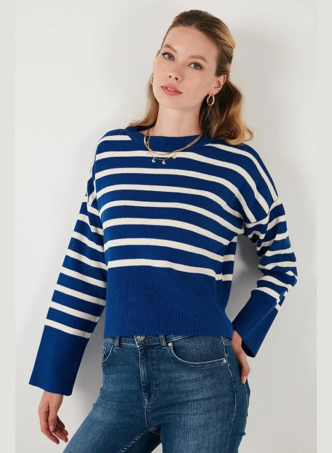 Lela Lela Relaxed Fit Striped Short Front Long Back Sweater Women's SWEATER 4616174