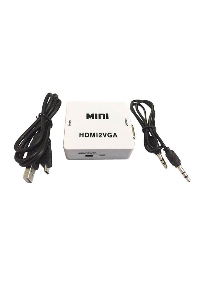 HDMI To VGA Mini Audio Video Converter White - Image 1