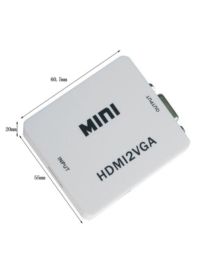HDMI To VGA Mini Audio Video Converter White - Image 2