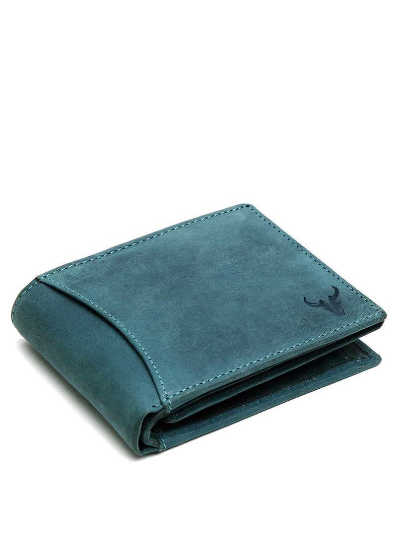 Napa Hide Blue Leather Wallet for Men I 2 Secret Compartments I 6 Credit/Debit Card Slots - Image 1