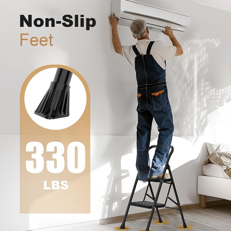 HBTower 2 Step Ladder, Step Stool for Adults,2 Step Ladder Folding Step Stool with Wide Anti-Slip Pedal Ergonomic Design - Image 4