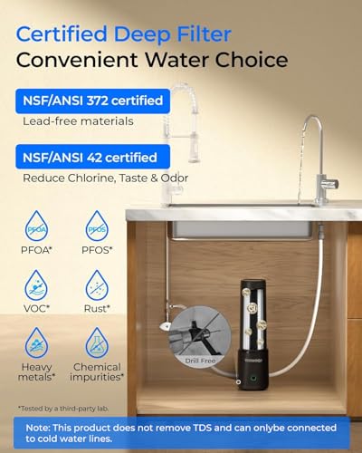 Waterdrop 10UB PRO Under Sink Water Filter, No Drilling Required, Time Reminder, with Brushed Nickel Faucet, Reduces Lead, Chlorine, Bad Taste & Odor, 11000 Gallons, Does not Lower TDS - Image 2