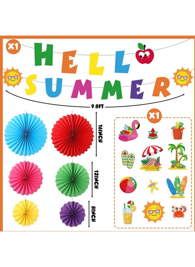 TaoBary تزيينات حفلة مرحبًا بالصيف مجموعة لافتات مرحبًا بالصيف زينة ورقية على شكل بطيخ وفلمنغو لأعياد الميلاد وحفلات الشاطئ والمكتب في هاواي - Image 2