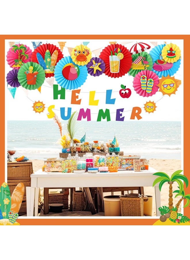 TaoBary تزيينات حفلة مرحبًا بالصيف مجموعة لافتات مرحبًا بالصيف زينة ورقية على شكل بطيخ وفلمنغو لأعياد الميلاد وحفلات الشاطئ والمكتب في هاواي - Image 4