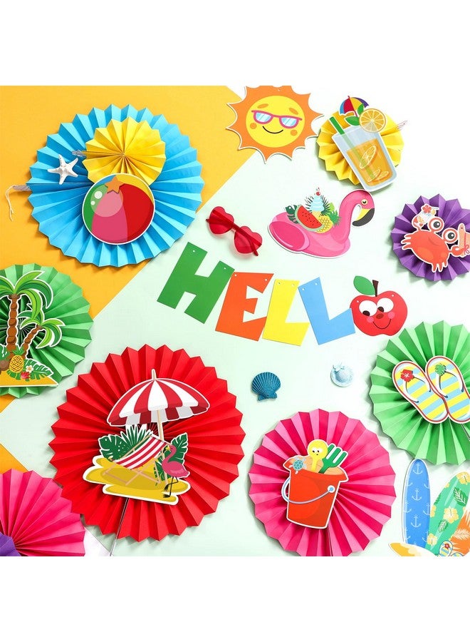 TaoBary تزيينات حفلة مرحبًا بالصيف مجموعة لافتات مرحبًا بالصيف زينة ورقية على شكل بطيخ وفلمنغو لأعياد الميلاد وحفلات الشاطئ والمكتب في هاواي - Image 3