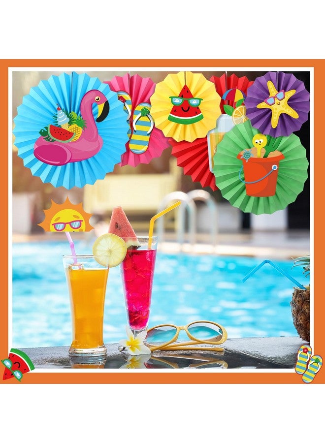 TaoBary تزيينات حفلة مرحبًا بالصيف مجموعة لافتات مرحبًا بالصيف زينة ورقية على شكل بطيخ وفلمنغو لأعياد الميلاد وحفلات الشاطئ والمكتب في هاواي - Image 5
