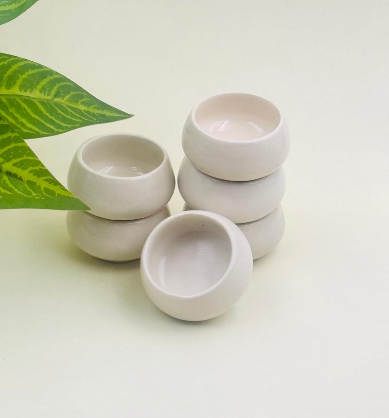 Lupaava Serving Dip Sauce Chutney Mini Ceramic Bowls Pack Of 6 | Ceramic Handcrafted Shine, Microwave Bowl Sets, Kitchen Accessories 35 Ml, White - Image 4