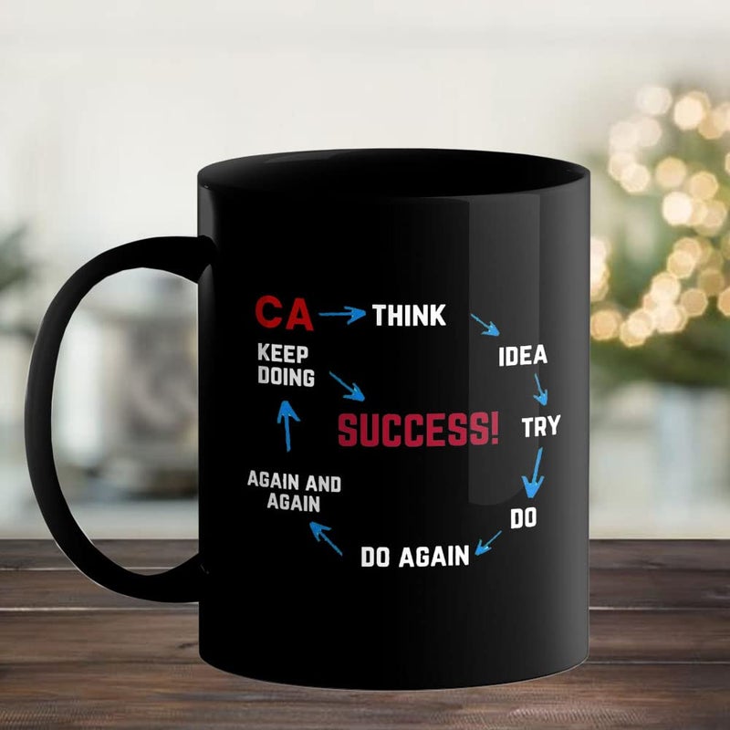Happu Happu Printed Ceramic Coffee Mug CA Cycle Think Idea Try 325 ML 11 Oz Gift for CA Students Professionals Accountants  - Image 2