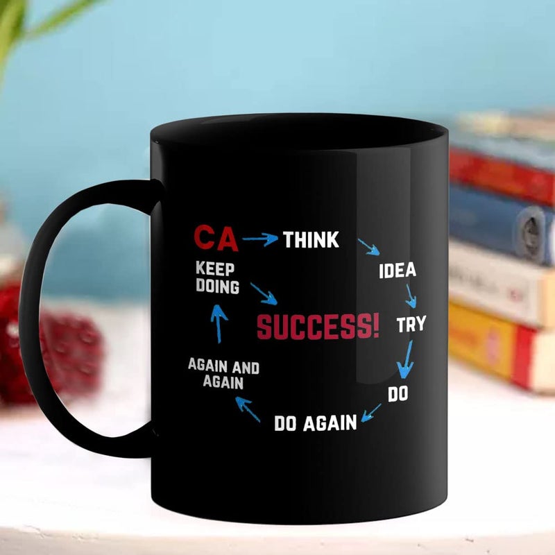 Happu Happu Printed Ceramic Coffee Mug CA Cycle Think Idea Try 325 ML 11 Oz Gift for CA Students Professionals Accountants  - Image 3