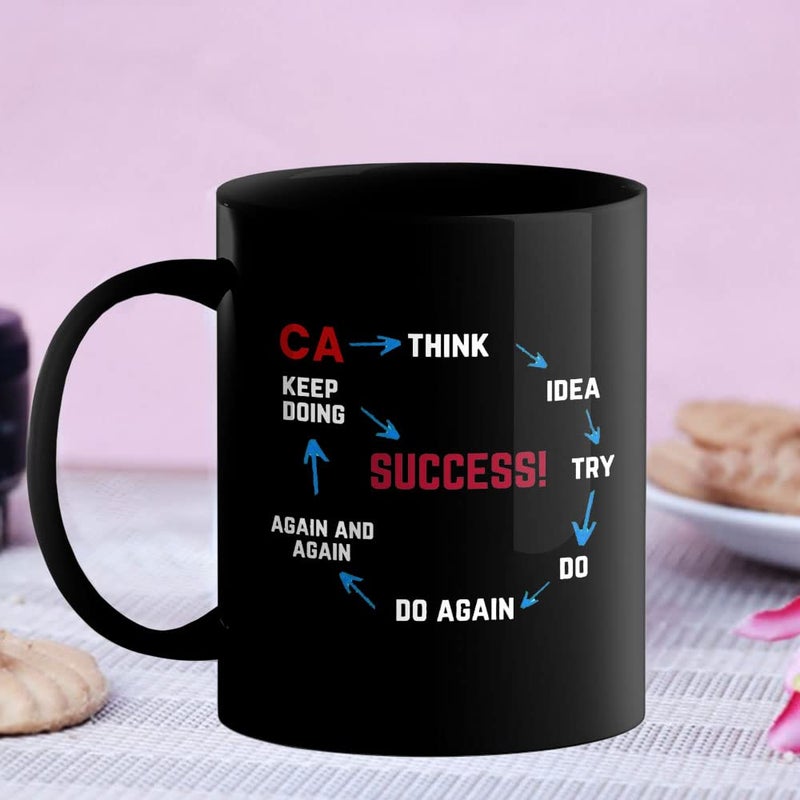 Happu Happu Printed Ceramic Coffee Mug CA Cycle Think Idea Try 325 ML 11 Oz Gift for CA Students Professionals Accountants  - Image 4