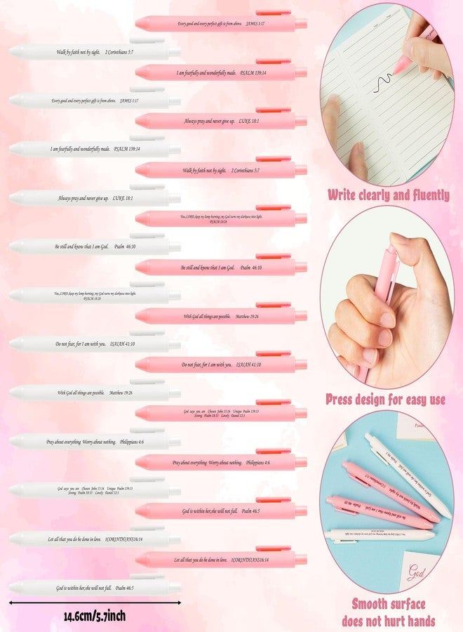 ANGOLIO Christian Gifts Stationery Bulk - 72 Pink Bow Notebooks Pens Bible Verse Ballpoint Pens Religious Set, Encouragement Notebooks Pens Party Church Gift for Women Girls, Exchange VBS Supplies - Image 3