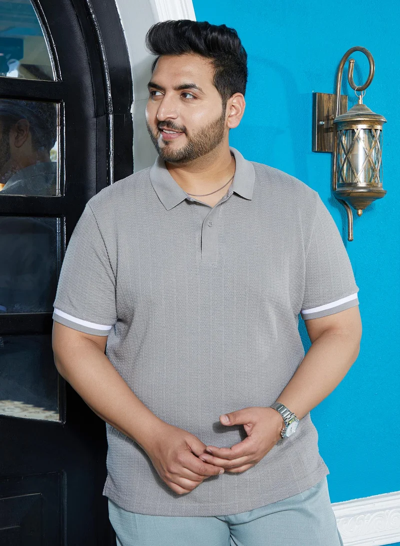 انستافاب بلس تيشيرت بولو رجالي رمادي سحابي بنقوش مريحة للملابس الكاجوال