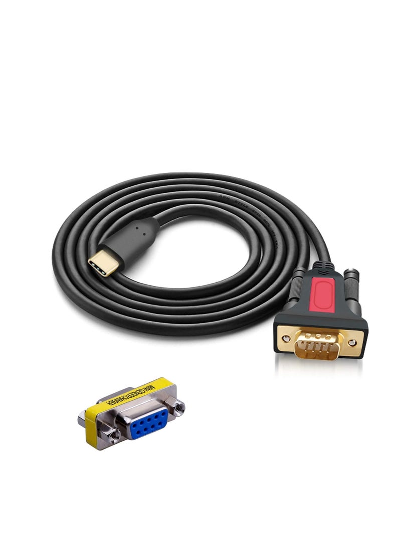 إيغويل USB نوع C إلى RS232 DB9 كابل محول سلسلي ذكر إلى ذكر محول سلك PL2303 شريحة مع DB9 أنثى إلى أنثى موصل المقابل ل Win11 / 10 / 8 / 8.1 / 7 / XP / Vista ، 1.5M ، 1 حزمة - Image 1