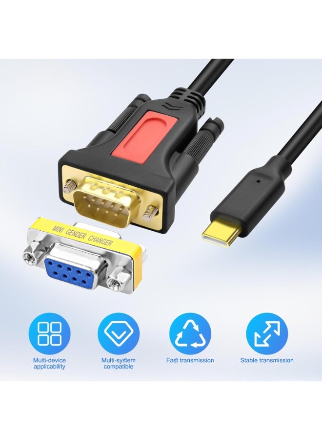 إيغويل USB نوع C إلى RS232 DB9 كابل محول سلسلي ذكر إلى ذكر محول سلك PL2303 شريحة مع DB9 أنثى إلى أنثى موصل المقابل ل Win11 / 10 / 8 / 8.1 / 7 / XP / Vista ، 1.5M ، 1 حزمة - Image 3