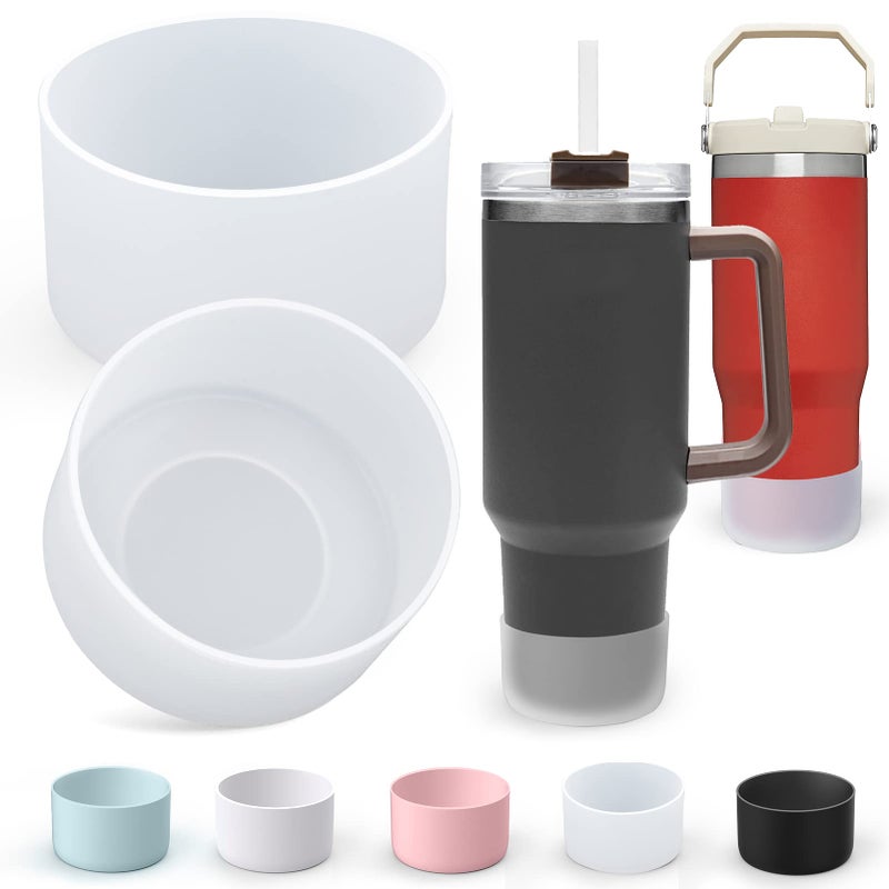 AIERSA AIERSA 2Pcs Silicone Boot Sleeve for Stanley Quencher 40 oz 30 oz Tumbler with Handle  for IceFlow 20oz 30oz Protective Water Bottle Cup Bottom Bumper Cover for Stanley Tumbler Accessories Clear 