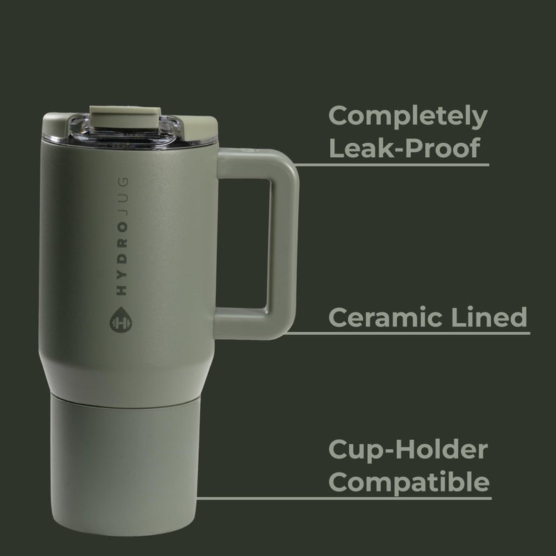 HydroJug Coffee Traveler 20 oz - Leak-Resistant, Ceramic-Lined Insulated Travel Coffee Mug for Hot or Cold Drinks with Flip Lid & Handle, Dishwasher Safe Coffee Tumbler, Courtyard - Image 3