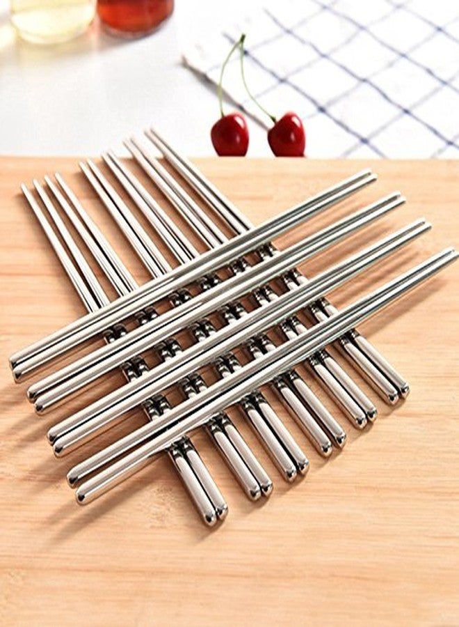 DR Mall Designer Printed Round Stainless Steel Reusable Chopsticks, 23 cm 5 Pairs - Image 5