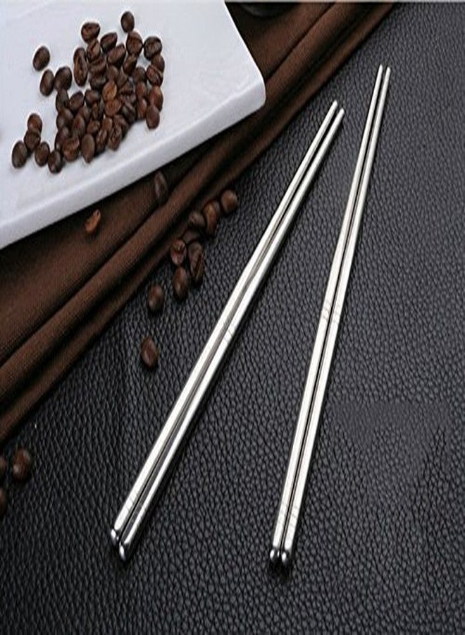 DR Mall Designer Printed Round Stainless Steel Reusable Chopsticks, 23 cm 5 Pairs - Image 4