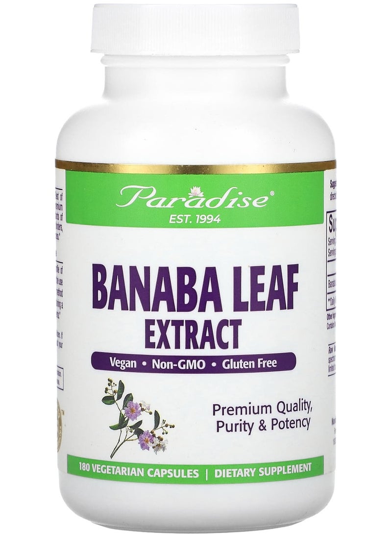 Paradise Herbs Banaba Leaf Extract, 180 Vegetarian Capsules