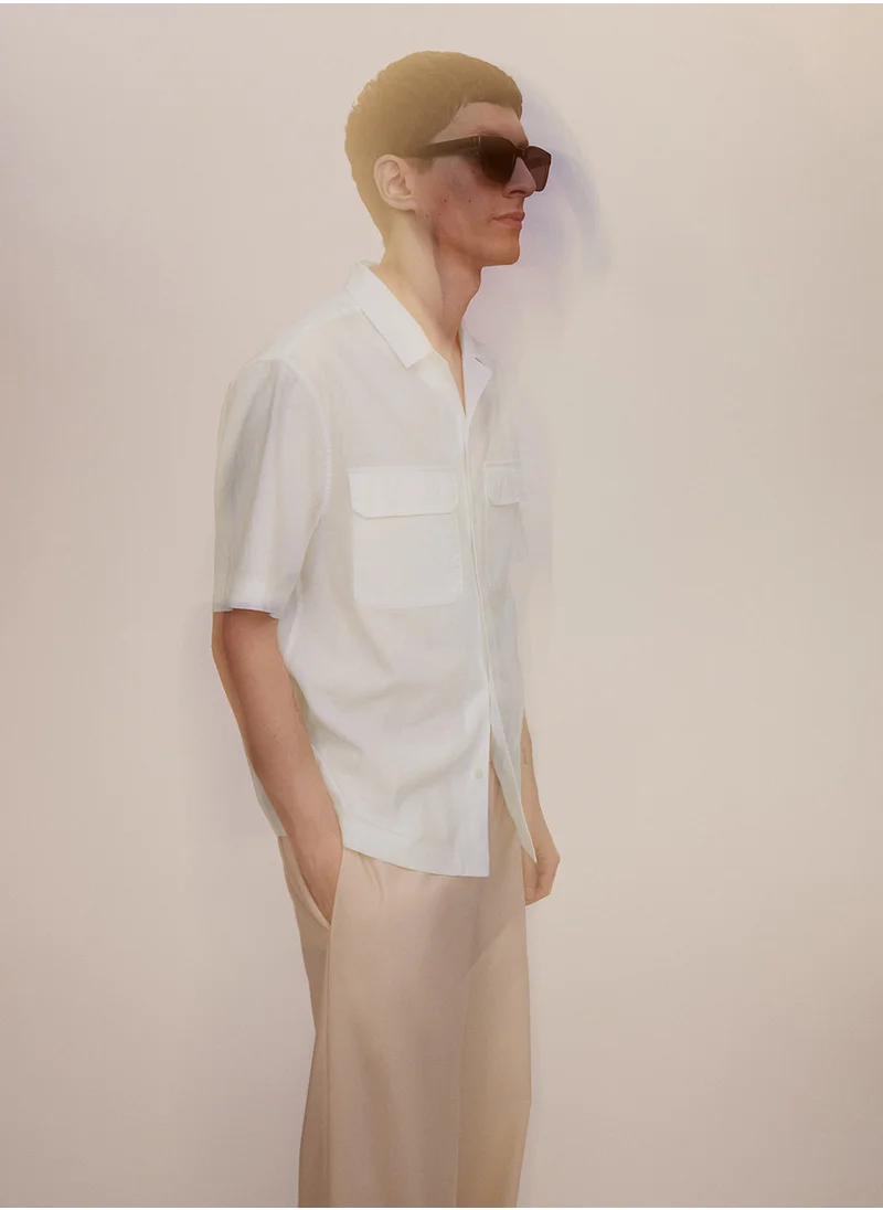 اتش اند ام Regular Fit Linen-Blend Utility Shirt