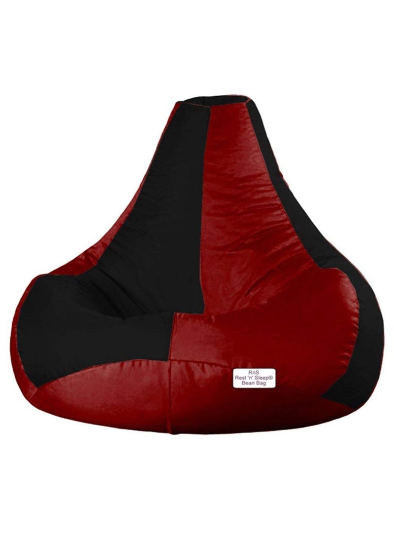 RnS Rest 'n' Sleep RnS Rest n Sleep Bean Bag Chair Filled with Beans Faux Leather Ready to Use with 1 Year Warranty XXXL BlackMaroon  - Image 1