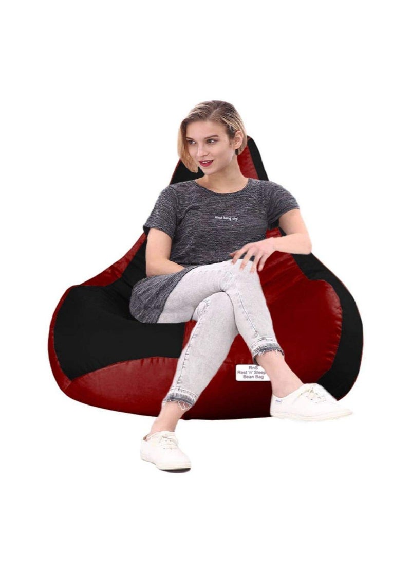 RnS Rest 'n' Sleep RnS Rest n Sleep Bean Bag Chair Filled with Beans Faux Leather Ready to Use with 1 Year Warranty XXXL BlackMaroon  - Image 2