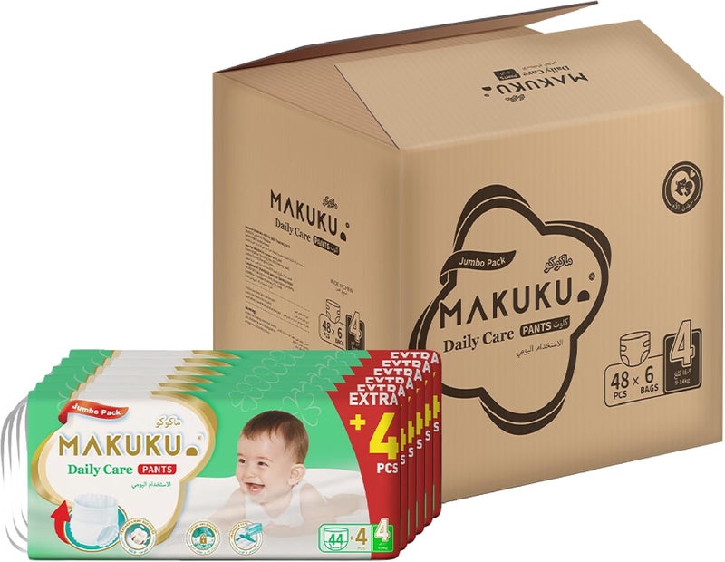 Makuku Daily Care Pants Diapers Jumbo Pack - Size 4 (9-14kg) | 7-11 months | 288 Pieces - Image 1