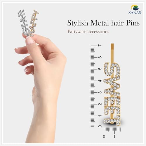 Sanas Hair Pins 8Pcs For Women Stylish Metal Hair Accessories Bobby Pins For Hair Stone Clips For Hair Women’s Letters Words Side Pin Crystal Hair Accessory 8Pcs - Image 2