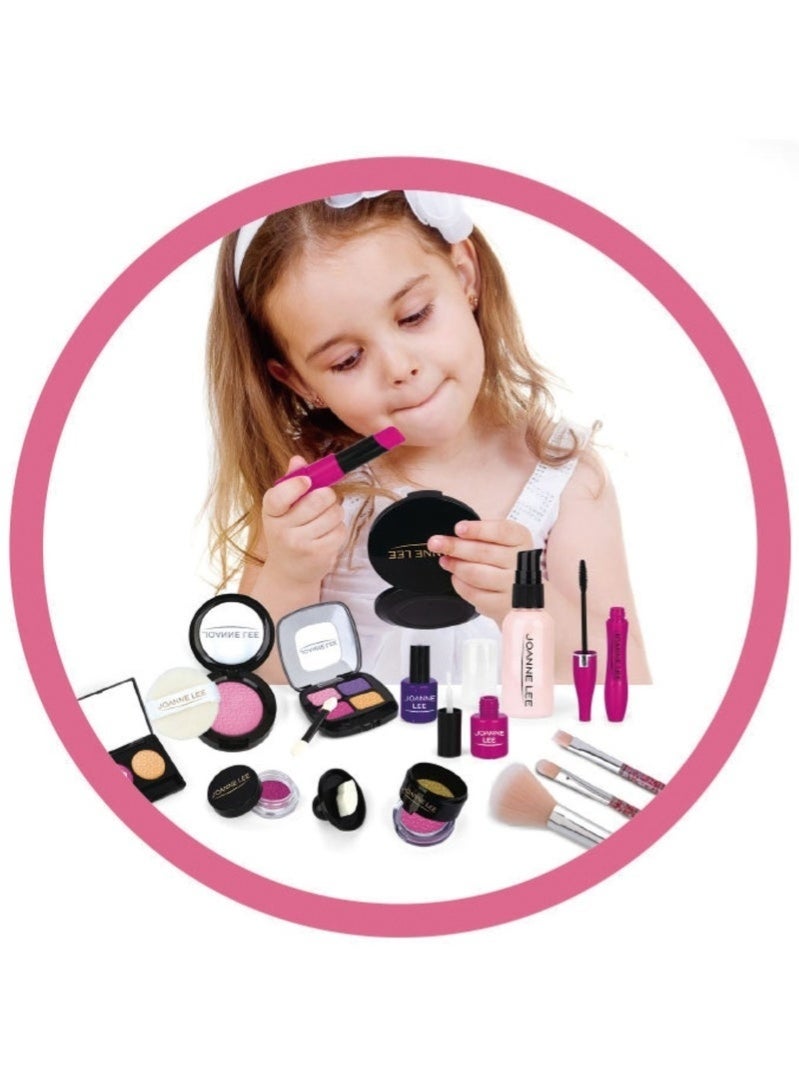 FEND Pretend Makeup Set for Kids Age 3+, Realistic Toy Cosmetic Kit with Brushes, Lipstick, Powder, Nail Polish & Eye Shadow | Non-Toxic Pretend Play Beauty Set for Girls | Safe Fake Makeup Toy Gift for Toddlers - Image 5