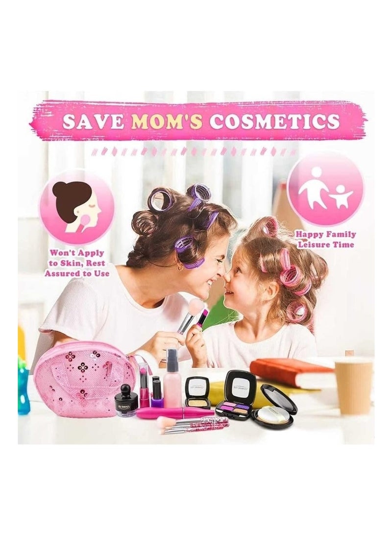 FEND Pretend Makeup Set for Kids Age 3+, Realistic Toy Cosmetic Kit with Brushes, Lipstick, Powder, Nail Polish & Eye Shadow | Non-Toxic Pretend Play Beauty Set for Girls | Safe Fake Makeup Toy Gift for Toddlers - Image 2