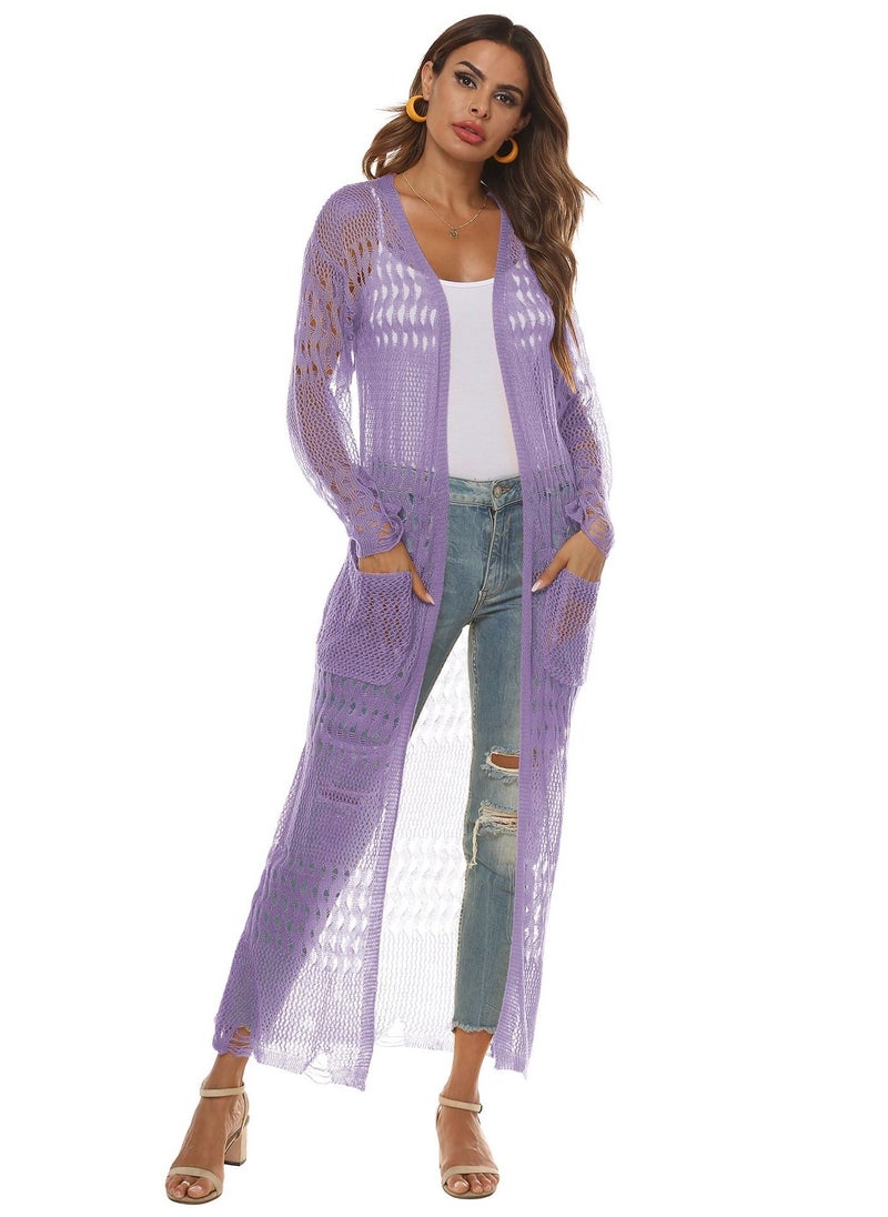Generic - Crochet Cardigan Oversized Long Sleeve Tassel New Women Knitted Cardigan Long Cardigan Ladies - Image 1