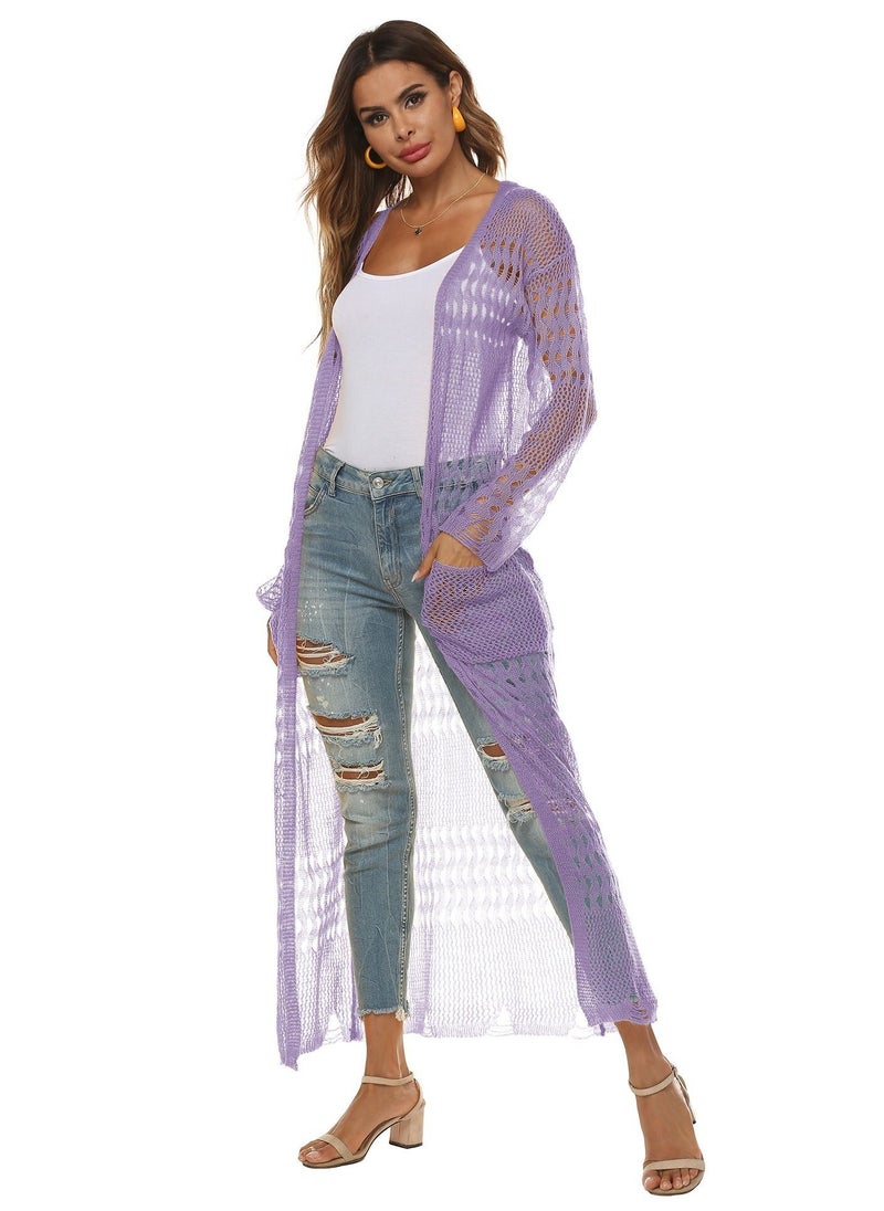 Generic - Crochet Cardigan Oversized Long Sleeve Tassel New Women Knitted Cardigan Long Cardigan Ladies - Image 1