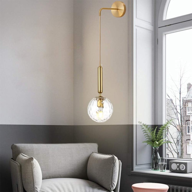 مصباح حائط على الطراز الشمالي الحديث E27 زجاجي شمعدان حائط لغرفة المعيشة وغرفة النوم ومصباح بجانب السرير وتركيبات إضاءة معلقة داخلية + ضوء دافئ شفاف + ضوء أبيض شفاف - Image 1